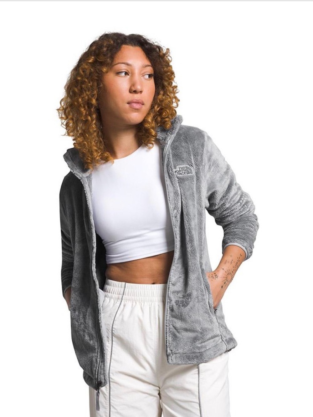The North Face Osito Women's Light Gray Teddy Fleece Jacket